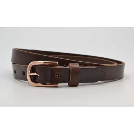 Bruine 20mm brede riem met rose gouden gesp. 