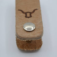 taupe echt lederen sleutelhanger met logo