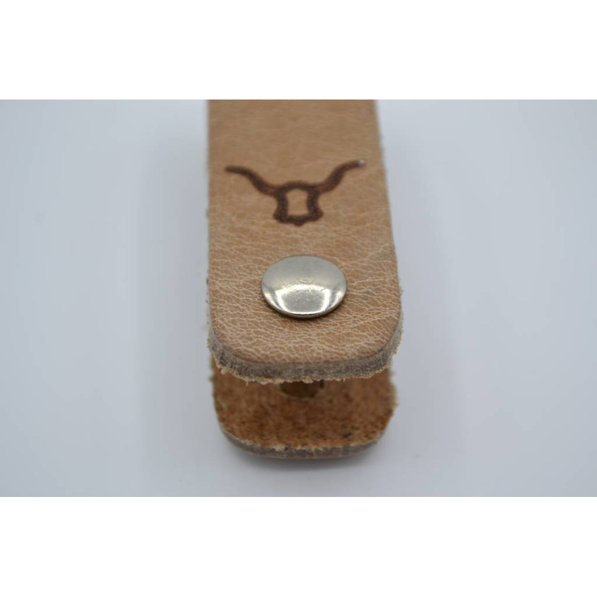 taupe echt lederen sleutelhanger met logo