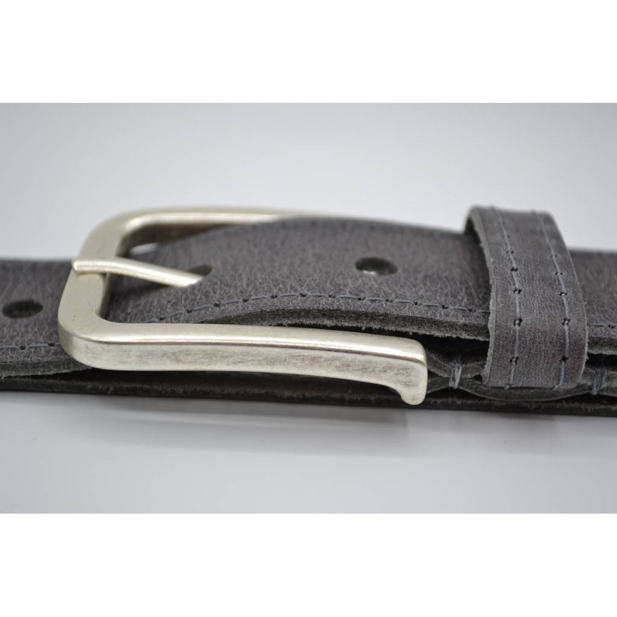 4cm grijze gestikt italiaans volnerf lederen riem 