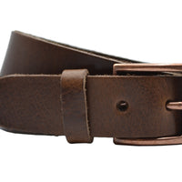 bruine italiaans volnerf lederen riem met bronzen gesp