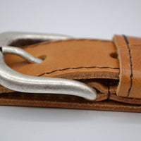 35mm cognac gestikte italiaans volnerf lederen riem
