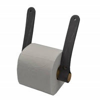 Toiletrolhouder van hout en leer