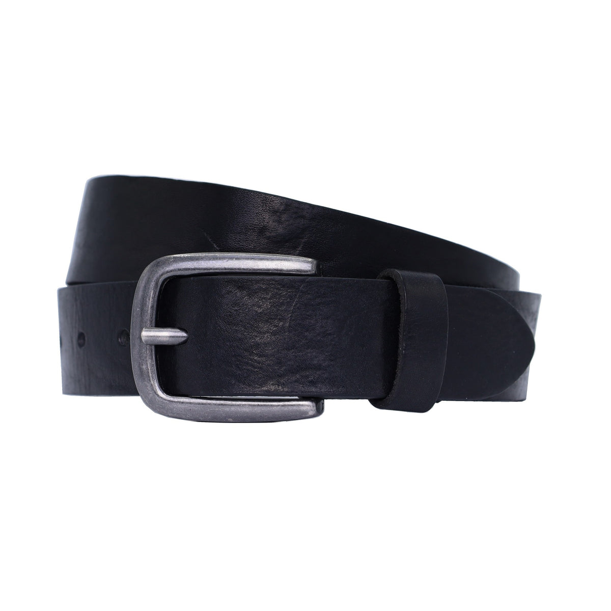 3.5cm brede Zwarte riem van Italiaans nerf leer .