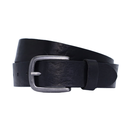 3.5cm brede Zwarte riem van Italiaans nerf leer .