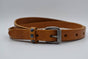 cognac 20mm brede riem met studs op de lus