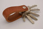 Cognac echt lederen sleutelhanger