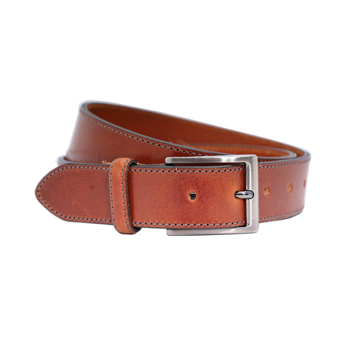 Perfect afgewerkte Cognac 35mm brede riem.