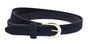 Zwarte smalle riem van suede soepel leer.