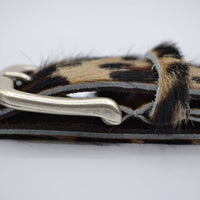 3cm brede luipaard printriem met oud zilveren gesp 