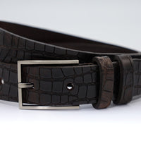 3,5cm luxe Kroko print bruine leren riem 