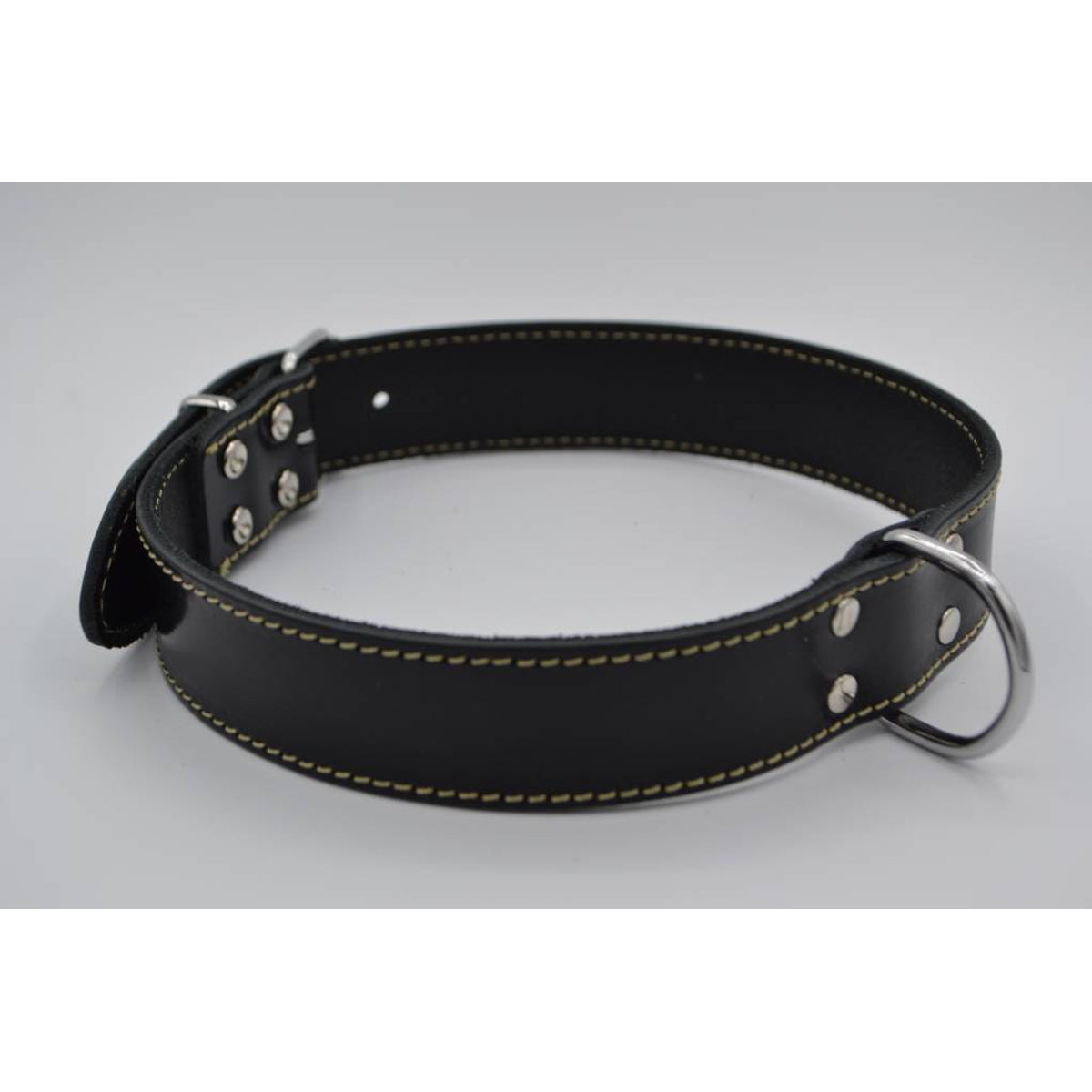 Hondenhalsband 55cm zwart echt Italiaans leer 