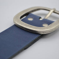 4cm blauwe split lederen riem. 
