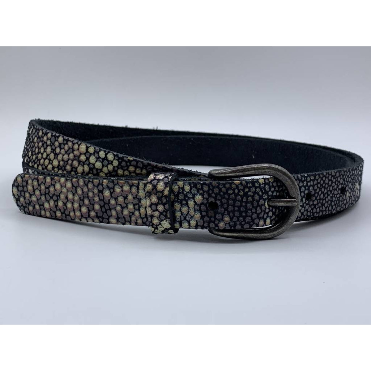 Damesriem van 2cm breed en speelse zwarte roggenprint