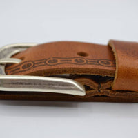cognac riem met fietskettingprint