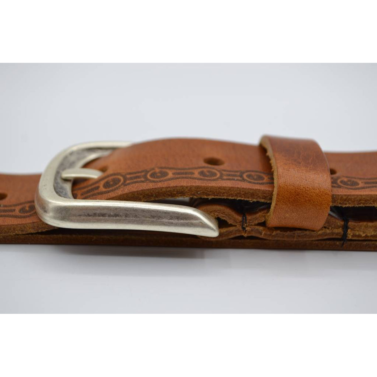 cognac riem met fietskettingprint