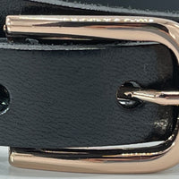 Zwarte 20mm brede riem met rose gouden gesp.