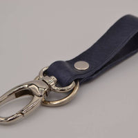 Blauwe echt lederen sleutelhanger