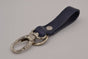 Blauwe echt lederen sleutelhanger