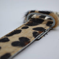 3cm brede luipaard printriem met oud zilveren gesp 