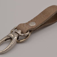 Taupe echt lederen sleutelhanger