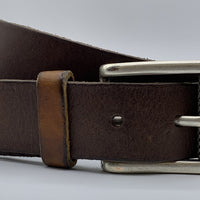 Stoere bruine riem met gewassen vintage leer