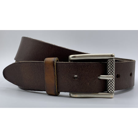 Stoere bruine riem met gewassen vintage leer