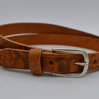 cognac 2cm brede krokodillen print damesriem