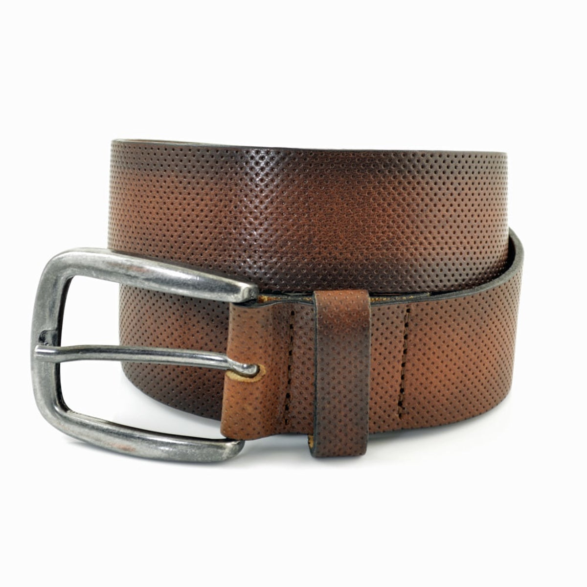 4cm brede cognac riem. Italiaans nerf leer