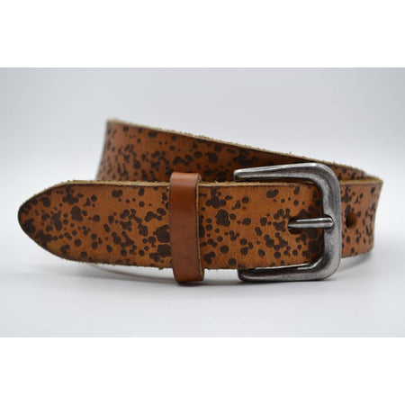 3cm cognac kinder riem met vlekprint