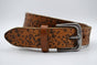 3cm cognac kinder riem met vlekprint