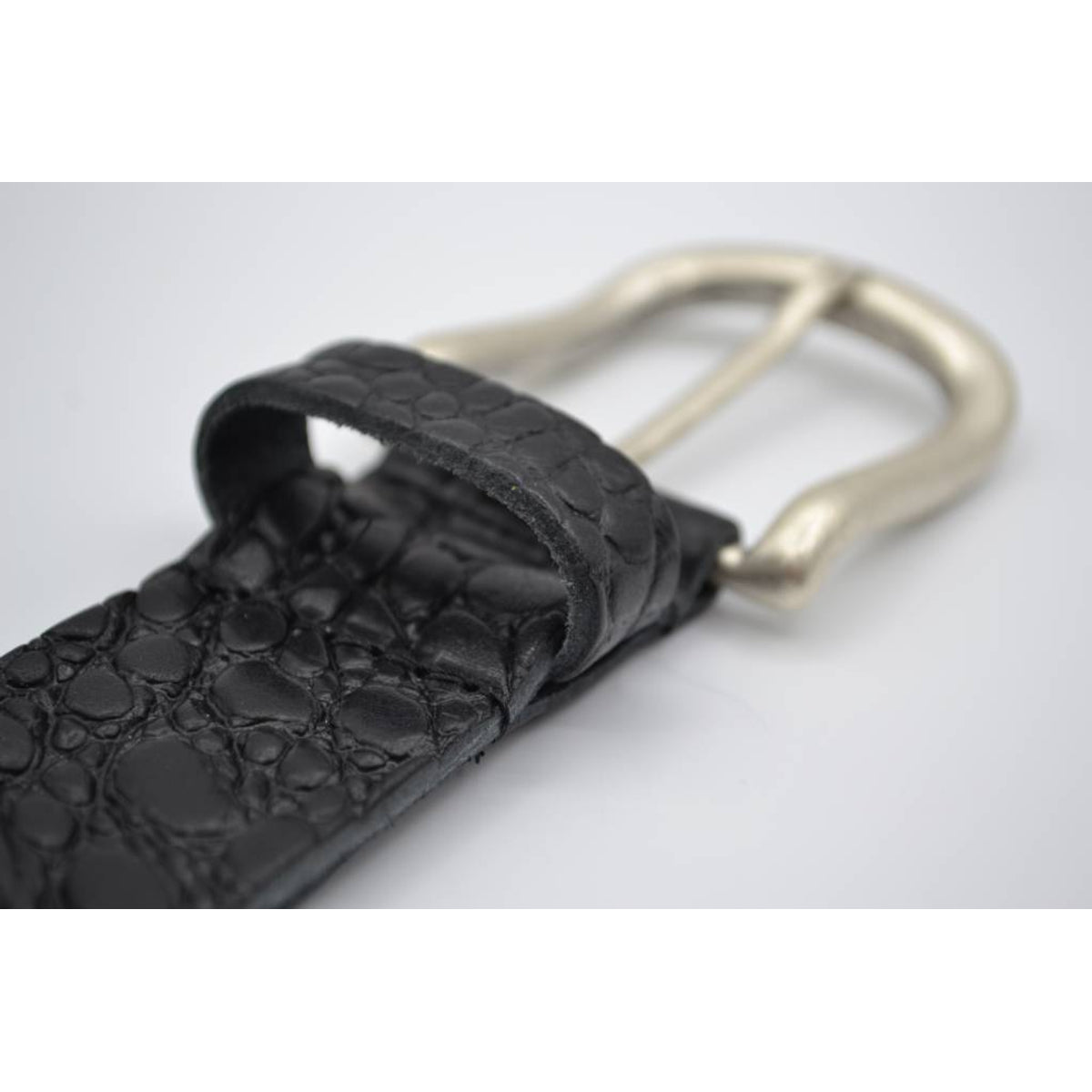 4cm croco zwart italiaans volnerf lederen casual riem
