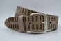 4cm triple dot gelaserde taupe volnerf lederen riem