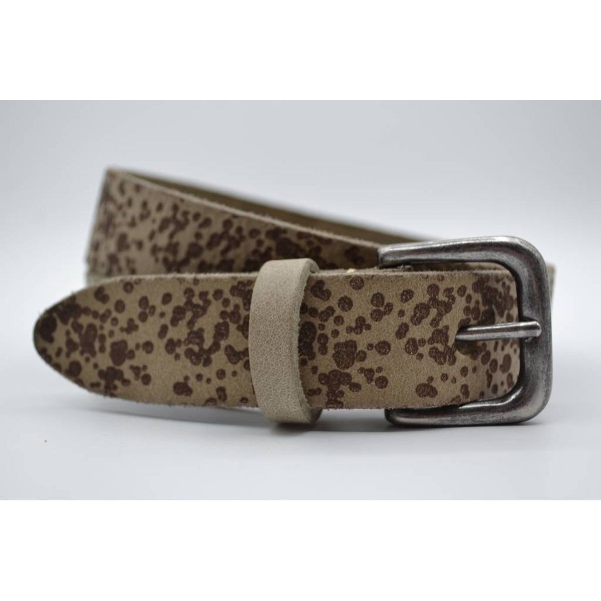 3cm taupe kinder riem met vlekprint 
