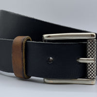 Stoere zwarte riem met gewassen vintage leer
