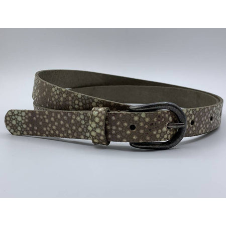 Damesriem van 2cm breed en speelse taupe rogge print.