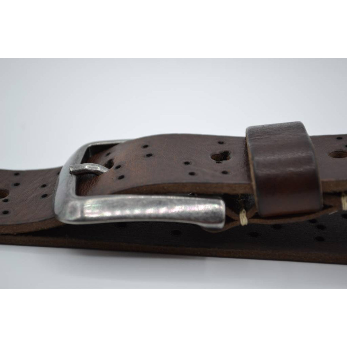 35mm bruine kinder riem met gebrande gaatjes 