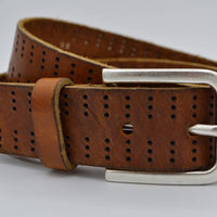 gelaserde cognac echt lederen riem 