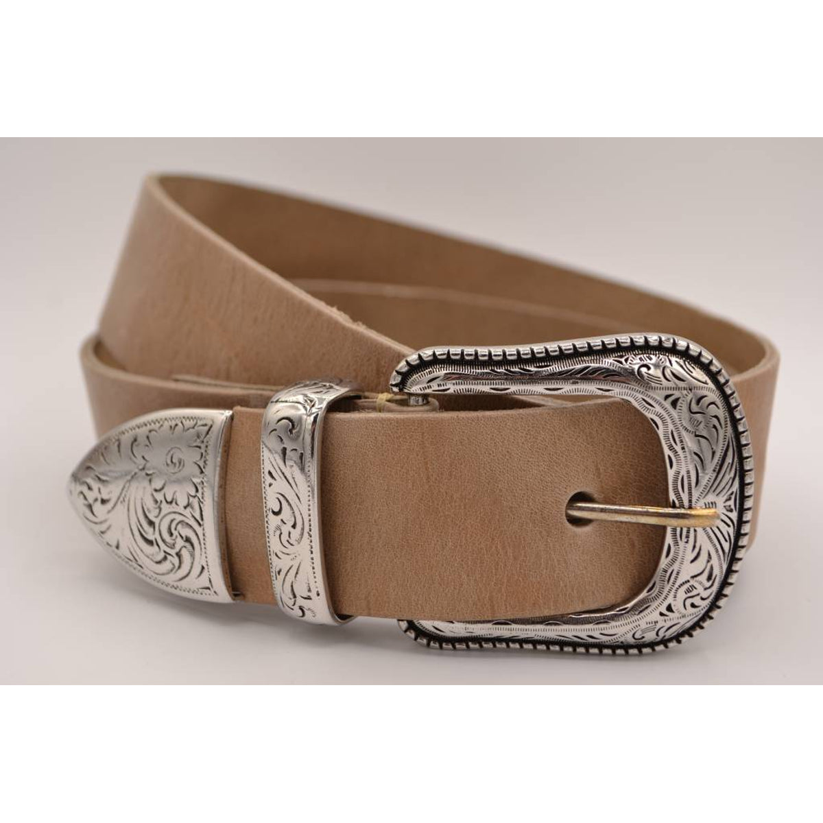 4cm western taupe volnerf lederen riem 