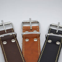 Hondenhalsband met naam 60cm cognac echt Italiaans leer 