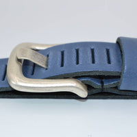 split lederen 30mm blauwe casual perforatie riem