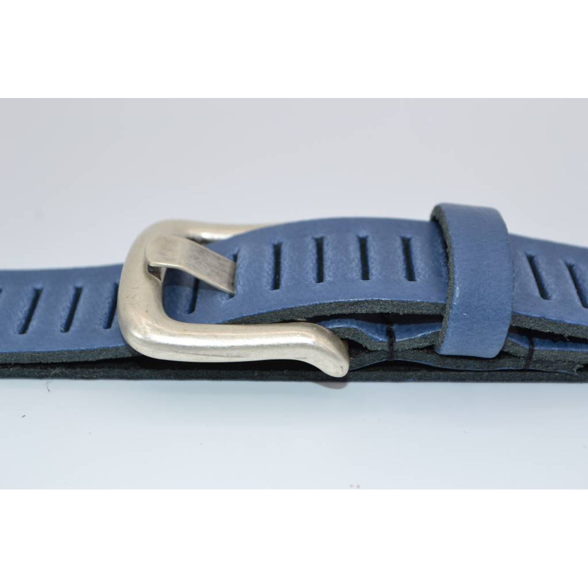 split lederen 30mm blauwe casual perforatie riem