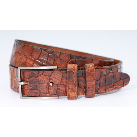 3,5cm luxe Kroko print cognac leren riem