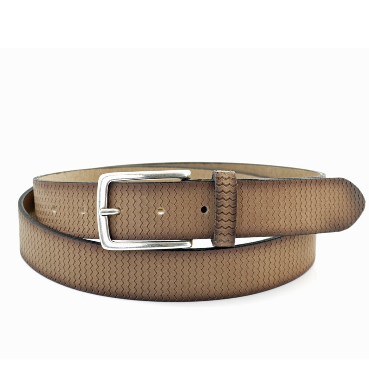Naturel 3,5cm brede riem gemaakt van Italiaans leer met een mooi patroon.  