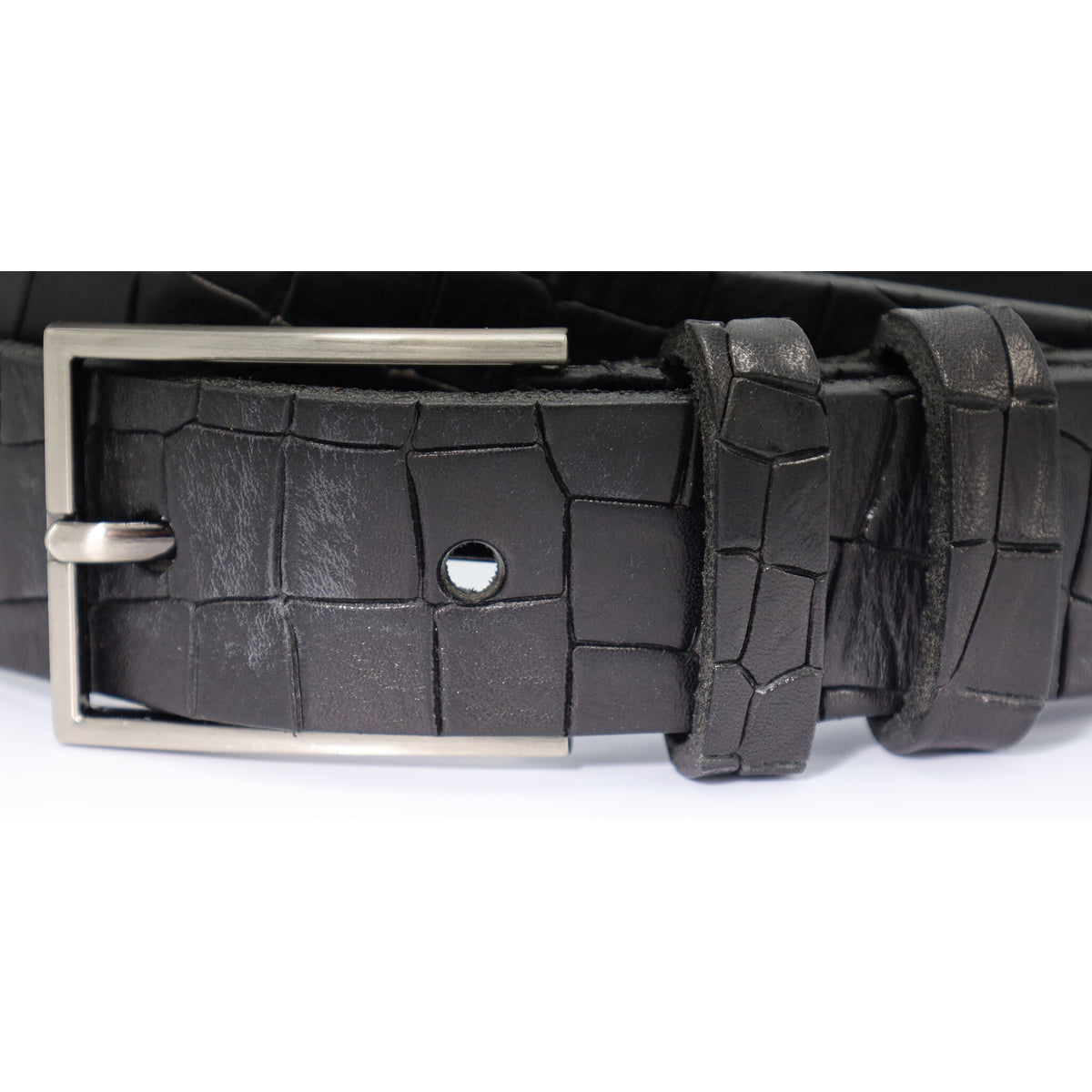 3,5cm luxe Kroko print zwarte leren riem 