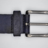 Stoere blauwe echt lederen riem