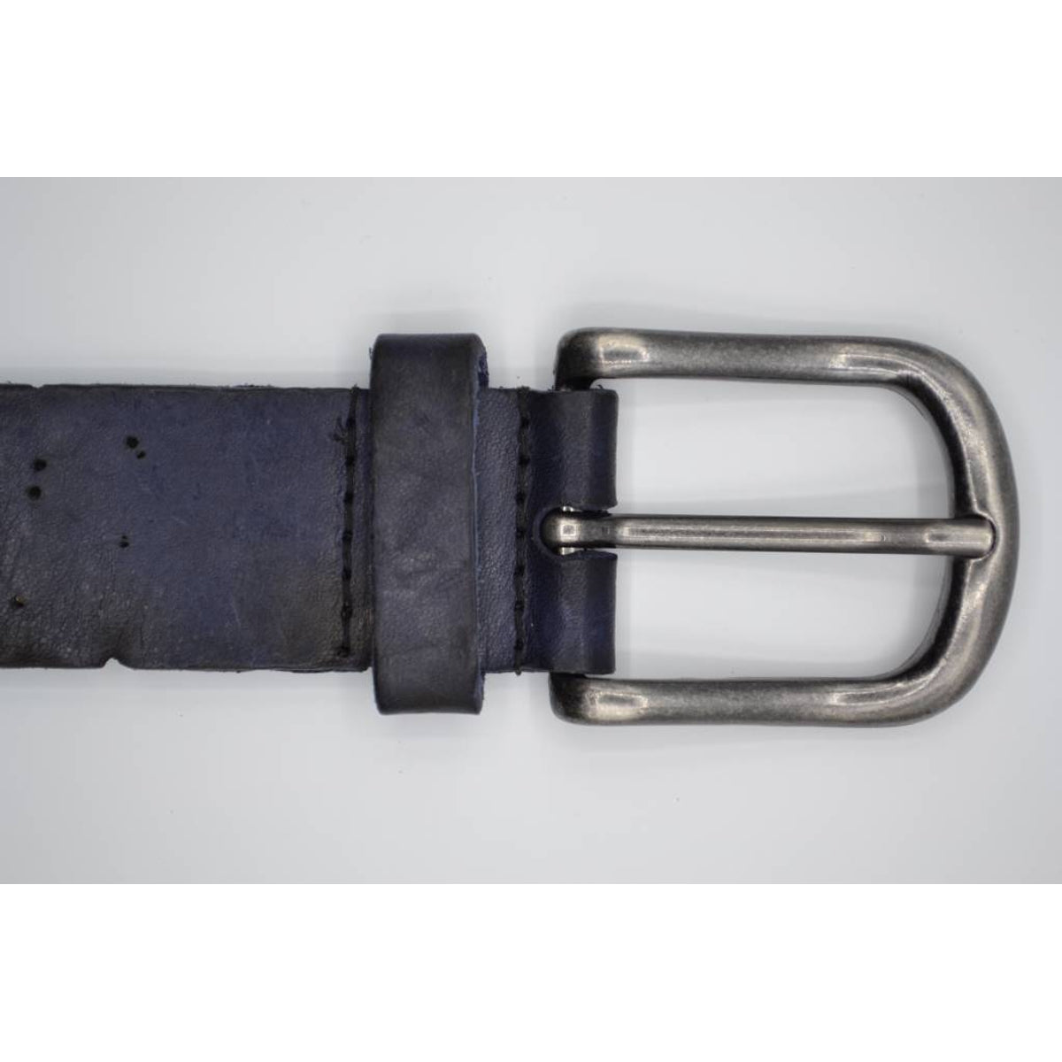 Stoere blauwe echt lederen riem