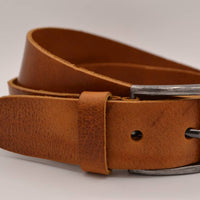 cognac italiaans volnerf lederen riem met gunmetal gesp