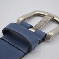 split lederen 40mm blauwe casual perforatie riem