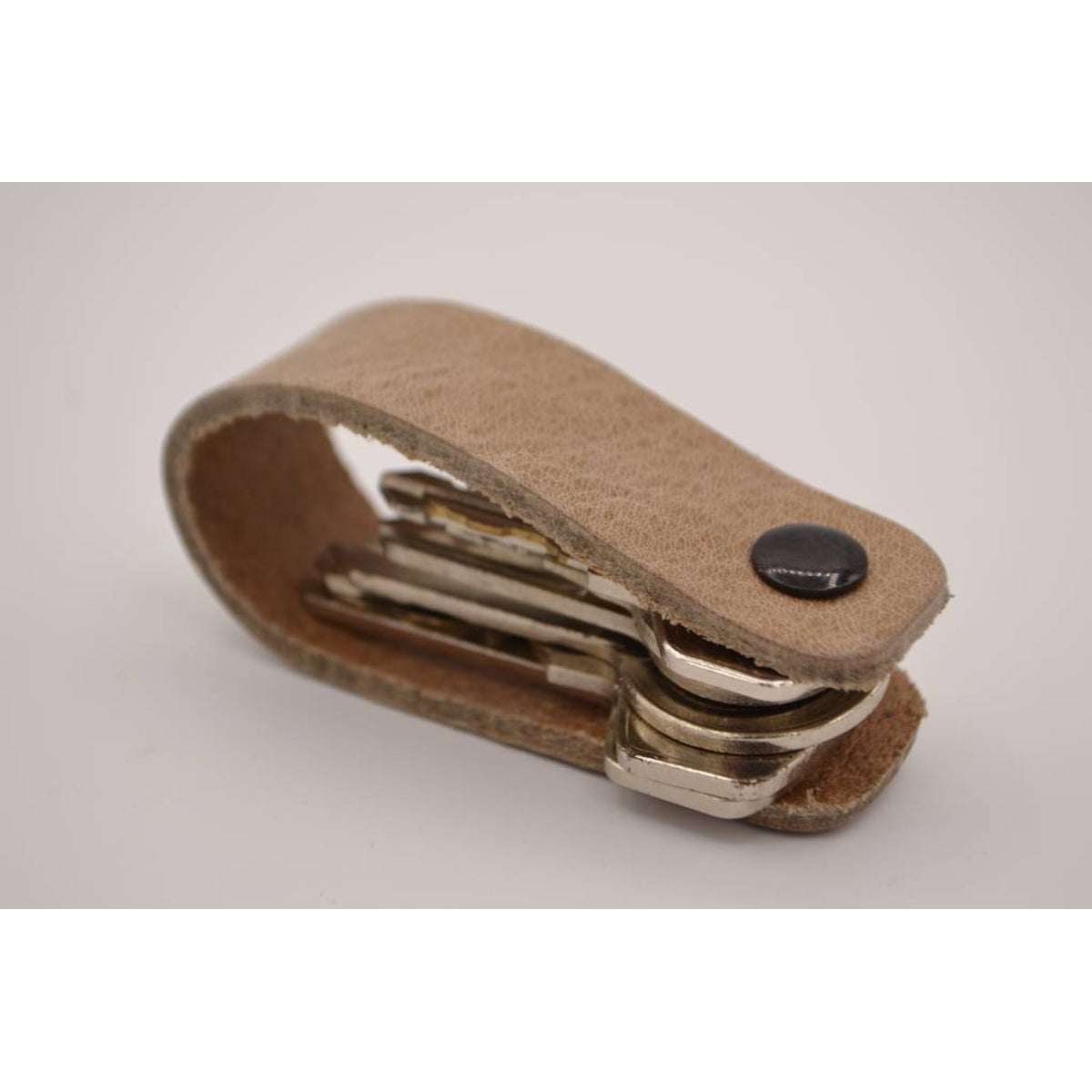 Taupe echt lederen sleutelhanger  
